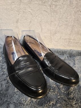 Men's Black Leather Penny Loafers - Classic Slip-On Style